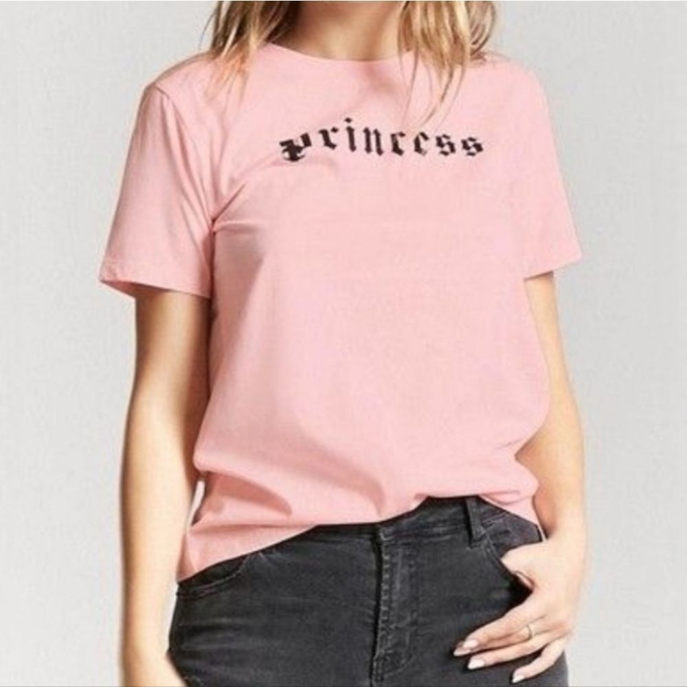 Forever 21 Women's Pink Graphic Princess Crewneck Short Sleeve T-Shirt - Picture 2 of 13